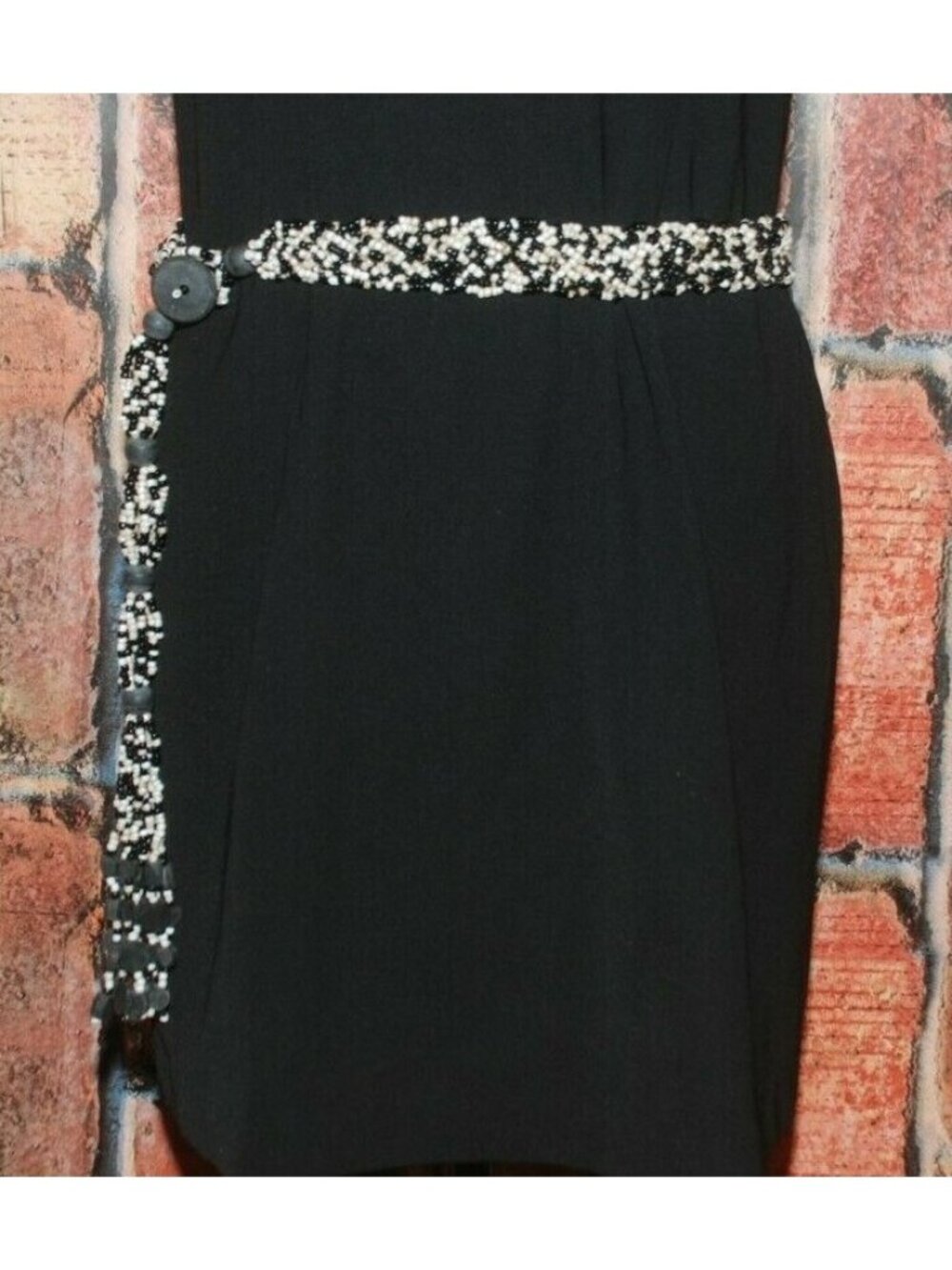 Black Ivory Seed Bead Belt Womens Boho Woven Tassel Fringe Wood Beads Artisan